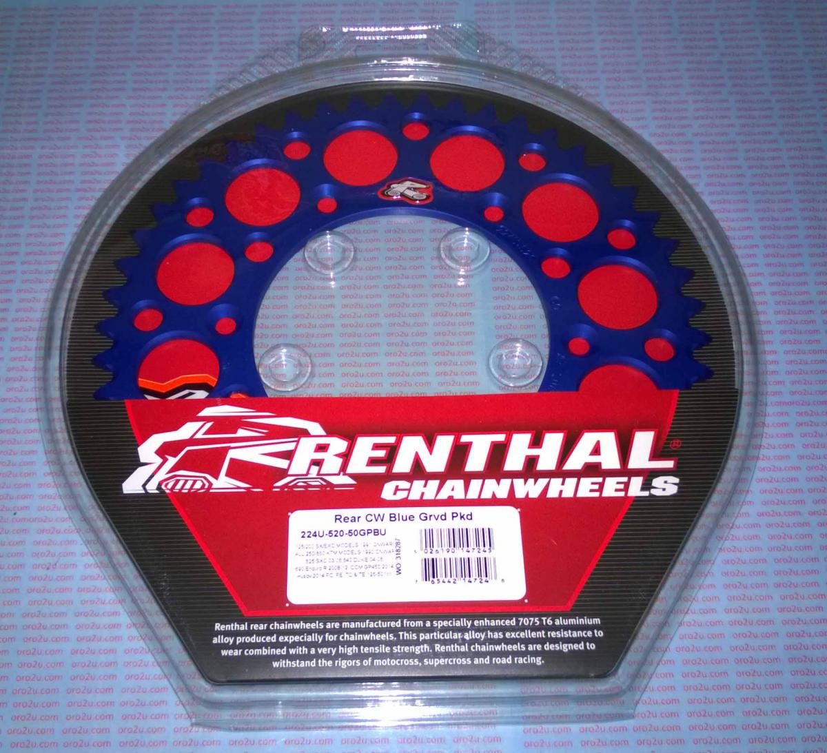 REAR SPROCKET RENTHAL KTM, ULTRALITE 224U-520-50GPBU BLUE, 224U-520-50GPBU thumbnail 2