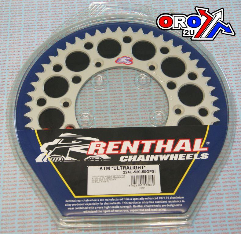 REAR SPROCKET RENTHAL KTM, ULTRALITE 224U-520-50GPSI SILVER, 224U-520-50GPSI thumbnail 2