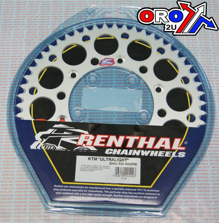 REAR SPROCKET RENTHAL KTM, ULTRALITE 224U-520-54GPSI SILVER thumbnail 2