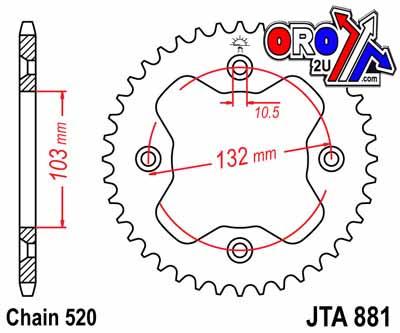 REAR SPROCKET ALLOY SILVER ATV, JTA881.38 7075-T6 Aluminium thumbnail 5