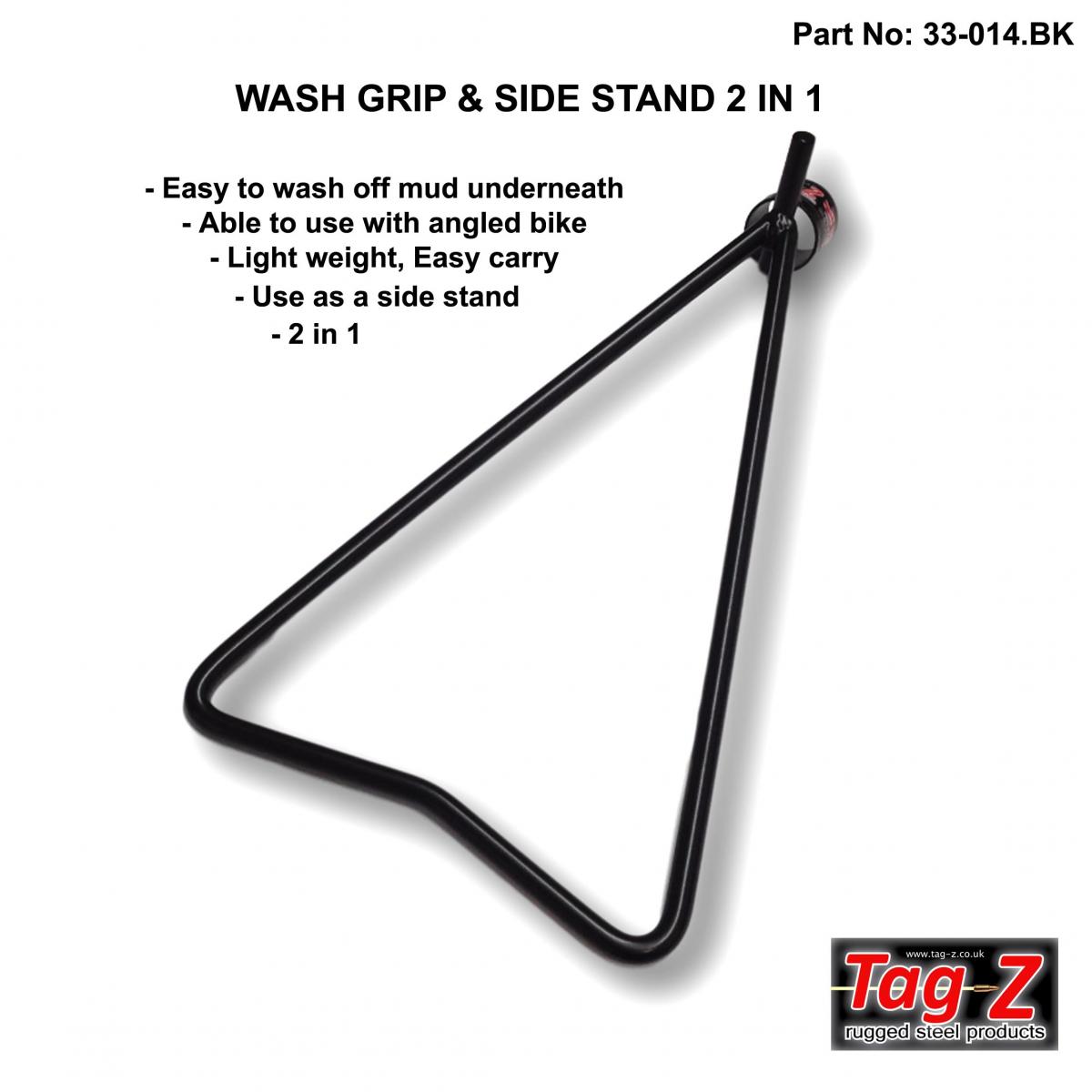 WASH GRIP & SIDE STAND 2 IN 1, TRIANGLE & GRIP STAND - BLACK thumbnail 2