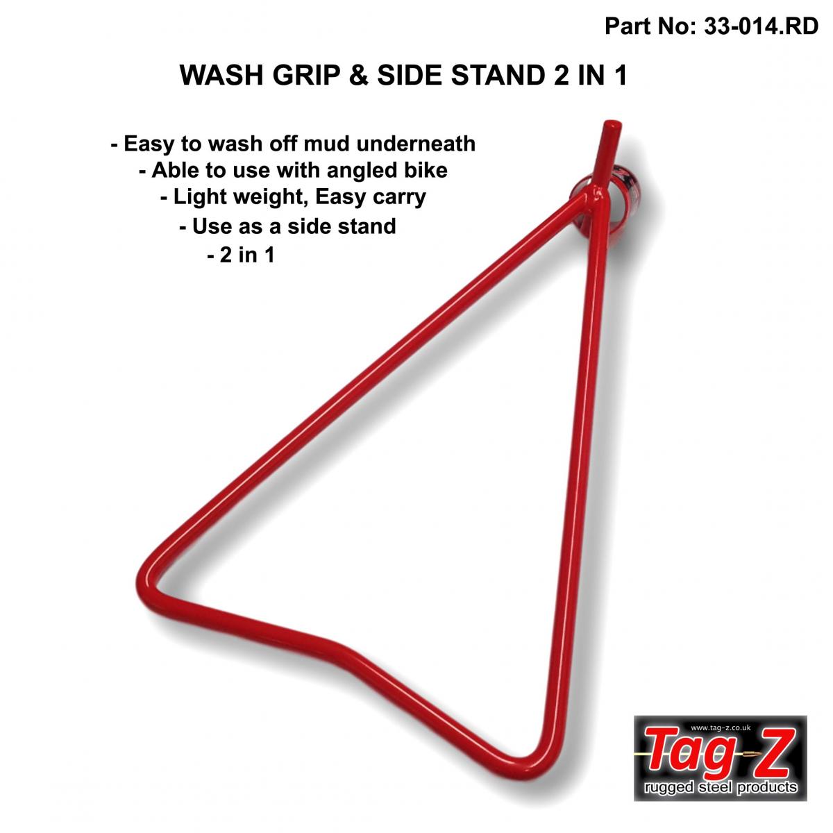 WASH GRIP & SIDE STAND 2 IN 1, TRIANGLE & GRIP STAND - RED thumbnail 2