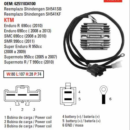 REGULATOR HD KTM 690, ARROWHEAD ESP2504, 20-3369, 62511034100 62511034000 thumbnail 6