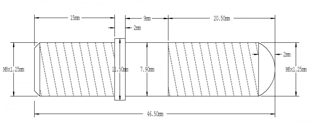 TITANIUM G5 STUD M8x46.50mm EACH, HONDA 90011-KZ4-700 90011KZ4700 thumbnail 3