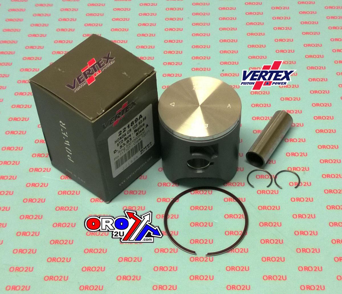 PISTON KIT VERTEX 56.0 HONDA CR 125 92-99, VERTEX 22189200 OS +2.00 thumbnail 2