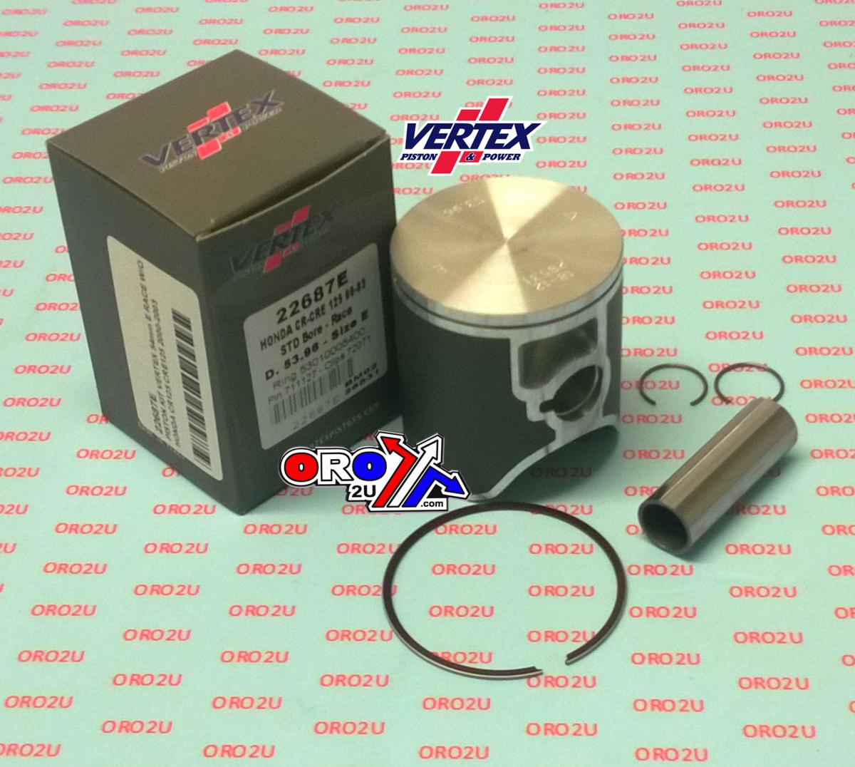PISTON KIT VERTEX 54.0 B HONDA CR/CRE 125 00-03 RACE, VERTEX 22687B W/O PORT image 1