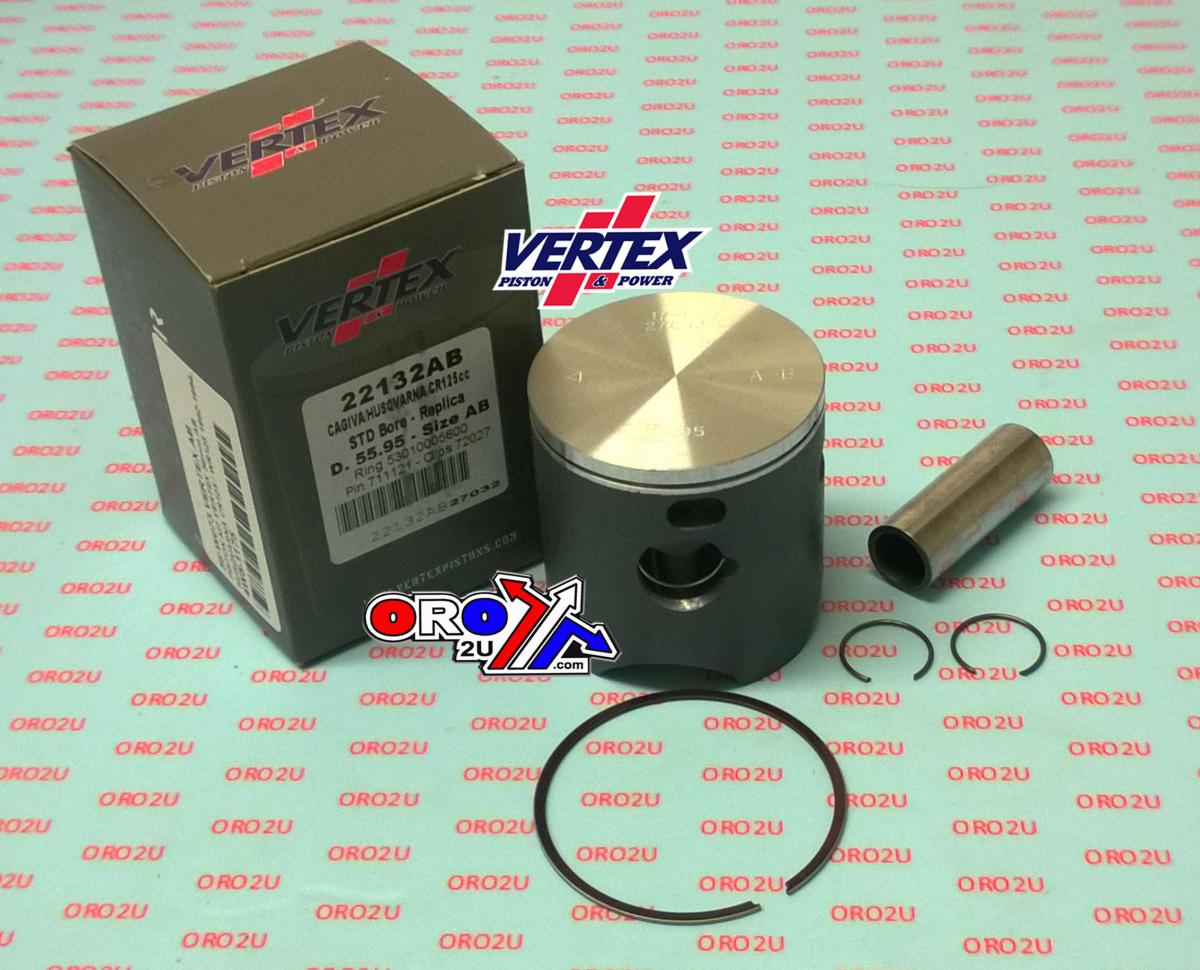 PISTON KIT VERTEX 56.0 CD HUSQVARNA CR/WR 125 92-94, VERTEX 22132CD thumbnail 2
