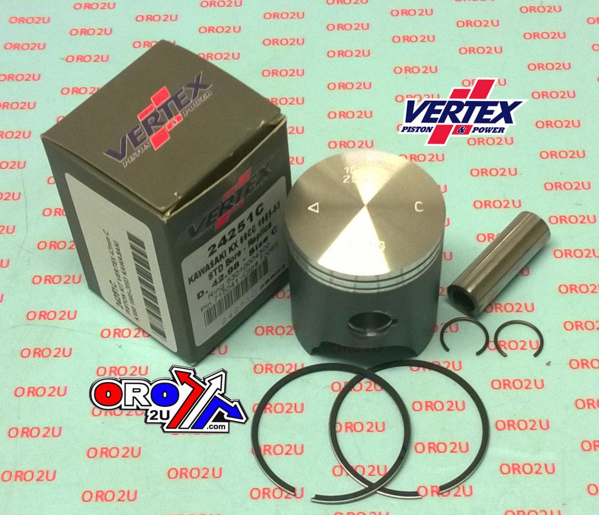 PISTON KIT VERTEX 43.0 B KAWASAKI KX 60 85-03, VERTEX 24251B image 1