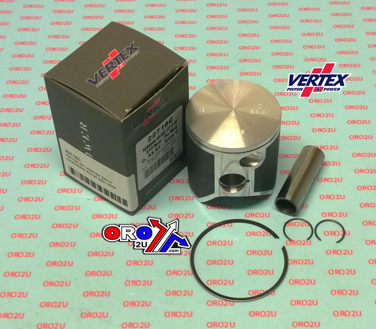 PISTON KIT VERTEX 54.0 D KAWASAKI KX 125 01-08 PRO RACE, VERTEX 22716D image 1