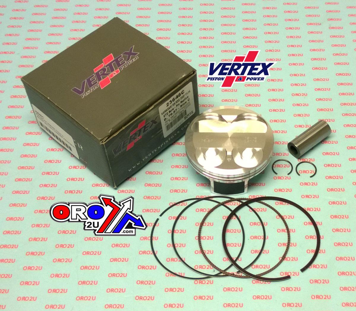 PISTON KIT VERTEX 77.0 A KAWASAKI KX/KXE 250 11-14, VERTEX 23646A COMPR 13,5:1 thumbnail 2