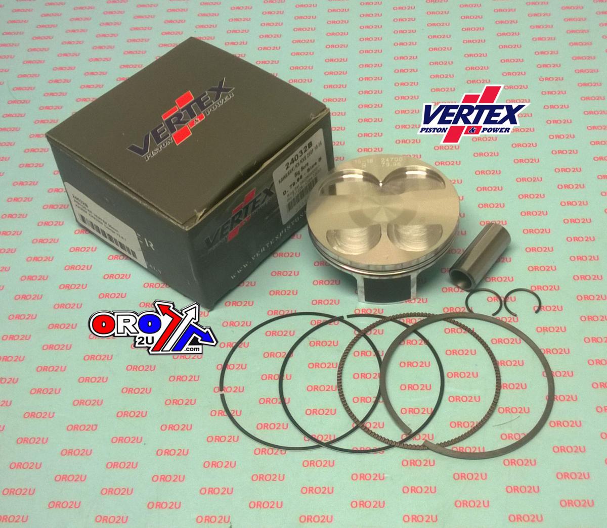 PISTON KIT VERTEX 80.0 B KAWASAKI KX/KXE 250 15-16, VERTEX 24032B OS+3:00 BIG BORE COMPR 13,8:1 thumbnail 2