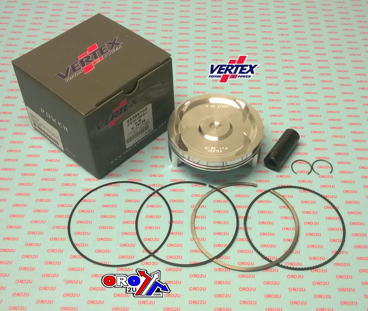 PISTON KIT VERTEX 102.0 KTM EXC 530 08-11, VERTEX 23369700 OS +7.00 BIG BORE XL COMPR 11,9:1 image 1