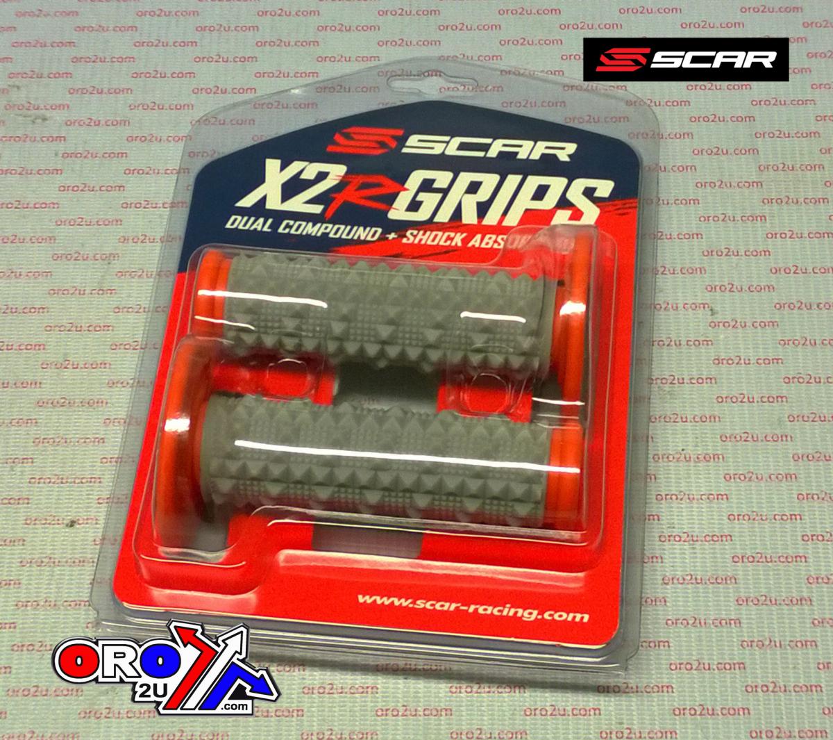 DUAL COMPOUND GRIPS ORANGE X2R DIAMOND HALF WAFFLE SCAR GDDOR thumbnail 3