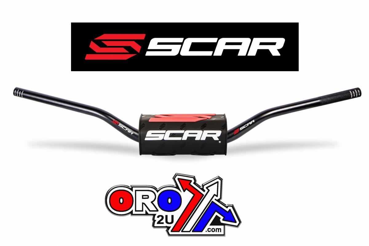 HANDLEBAR BLACK O2 28.6 65 85 HIGH MINI RC STYLE ALUMINIUM 7075 T6 BAR PAD SCAR S9152BK thumbnail 2