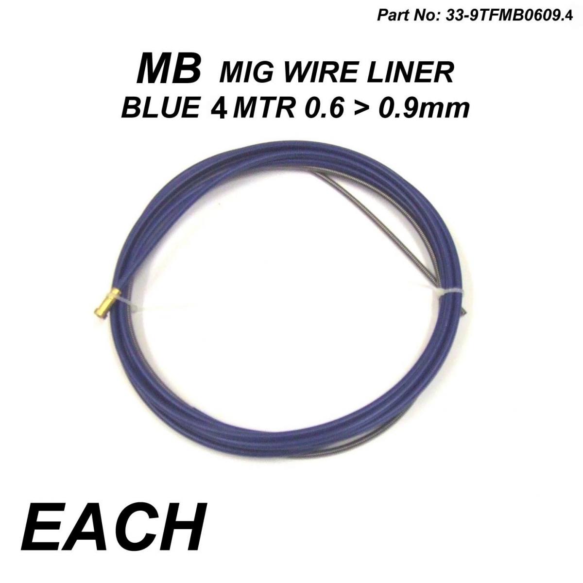MB MIG WIRE LINER 0.6 > 0.9mm, BLUE 4 METER LINER image 1
