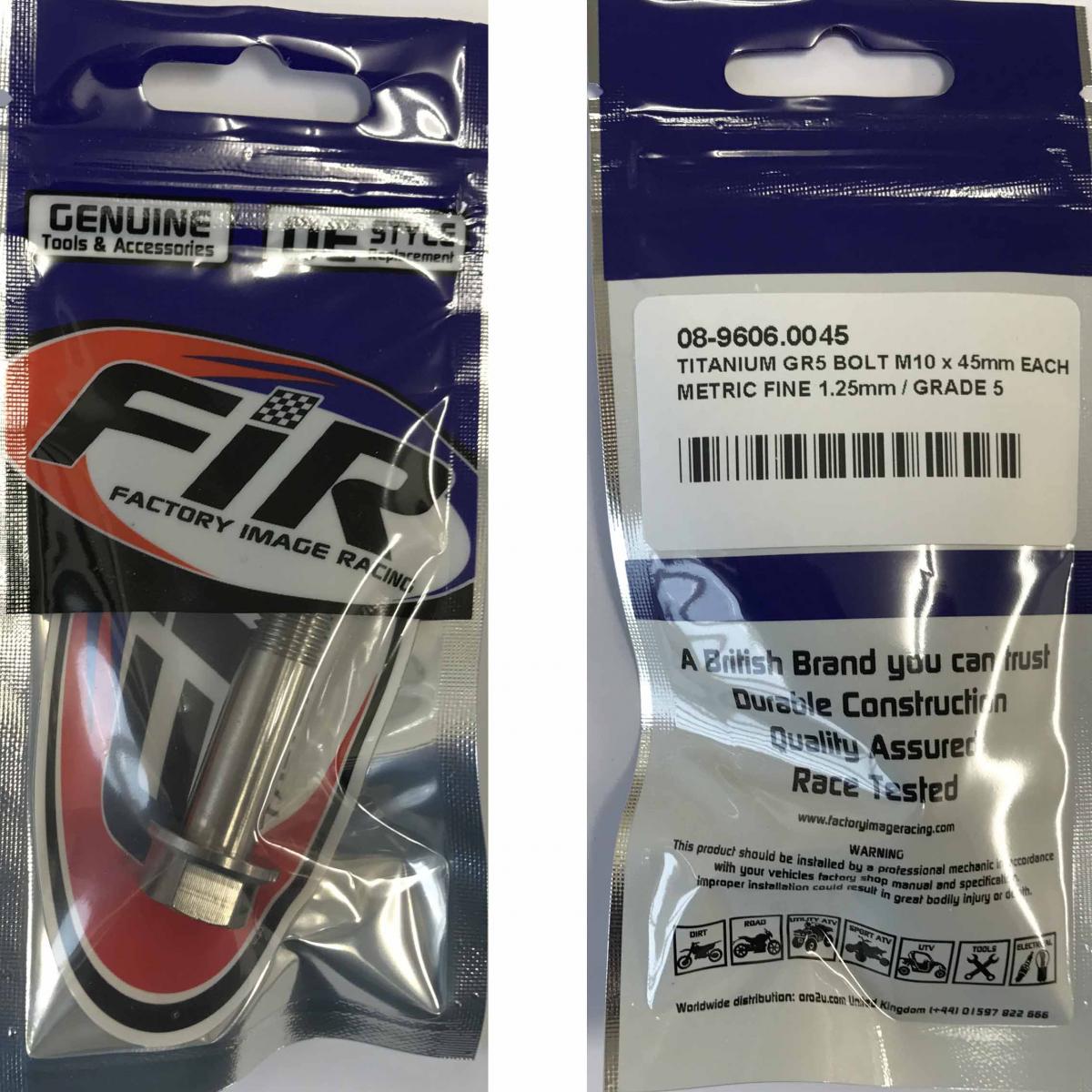 TITANIUM GR5 BOLT M10 x 45mm EACH, METRIC FINE 1.25mm / GRADE 5 thumbnail 2