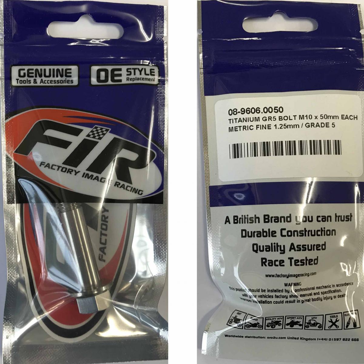 TITANIUM GR5 BOLT M10 x 50mm EACH, METRIC FINE 1.25mm / GRADE 5 thumbnail 3
