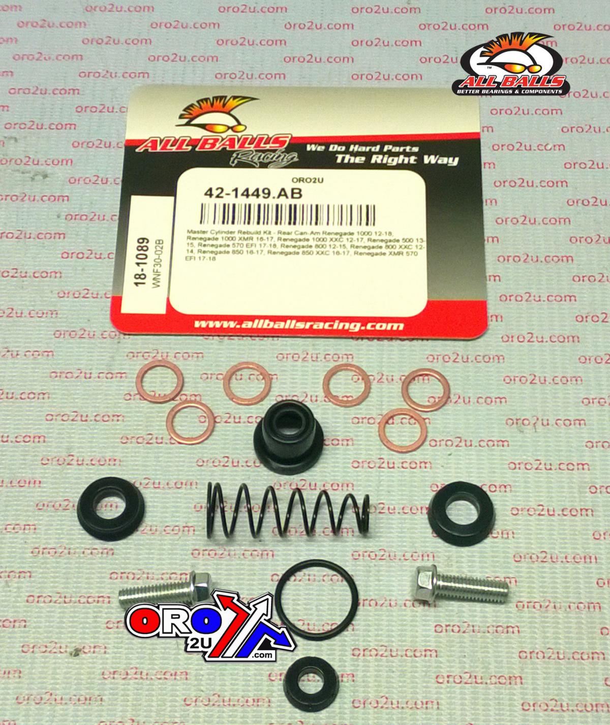 BRAKE MASTER CYL REBUILD KIT ALLBALLS, ALLBALLS 18-1089 CAN-AM OUTLANDER/RENEGADE 12-21 REAR thumbnail 2