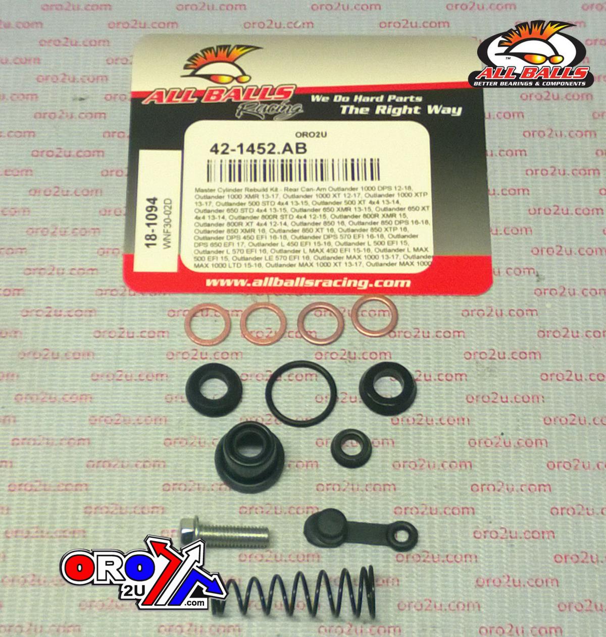 BRAKE MASTER CYL REBUILD KIT ALLBALLS, ALLBALLS 18-1094 CAN-AM OUTLANDER/RENEGADE 12-22 REAR thumbnail 2