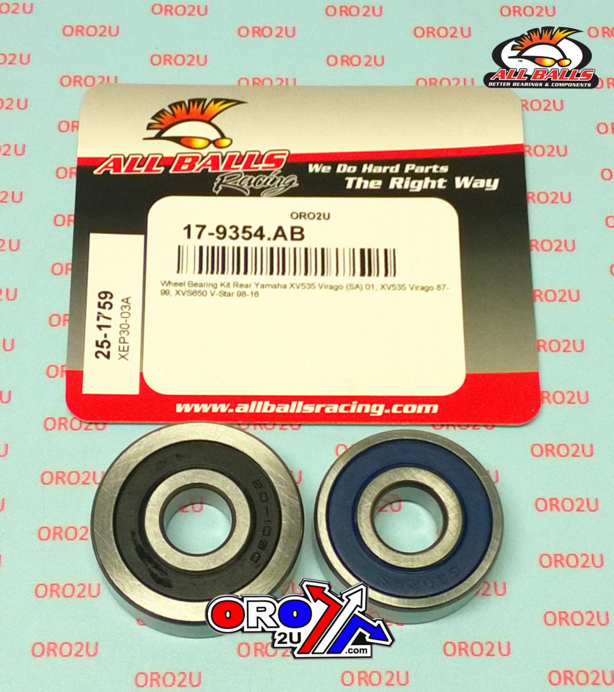 WHEEL BEARING KIT REAR 87-16 YAMAHA XV535/XVS650, ALLBALLS 25-1759 ROAD thumbnail 2