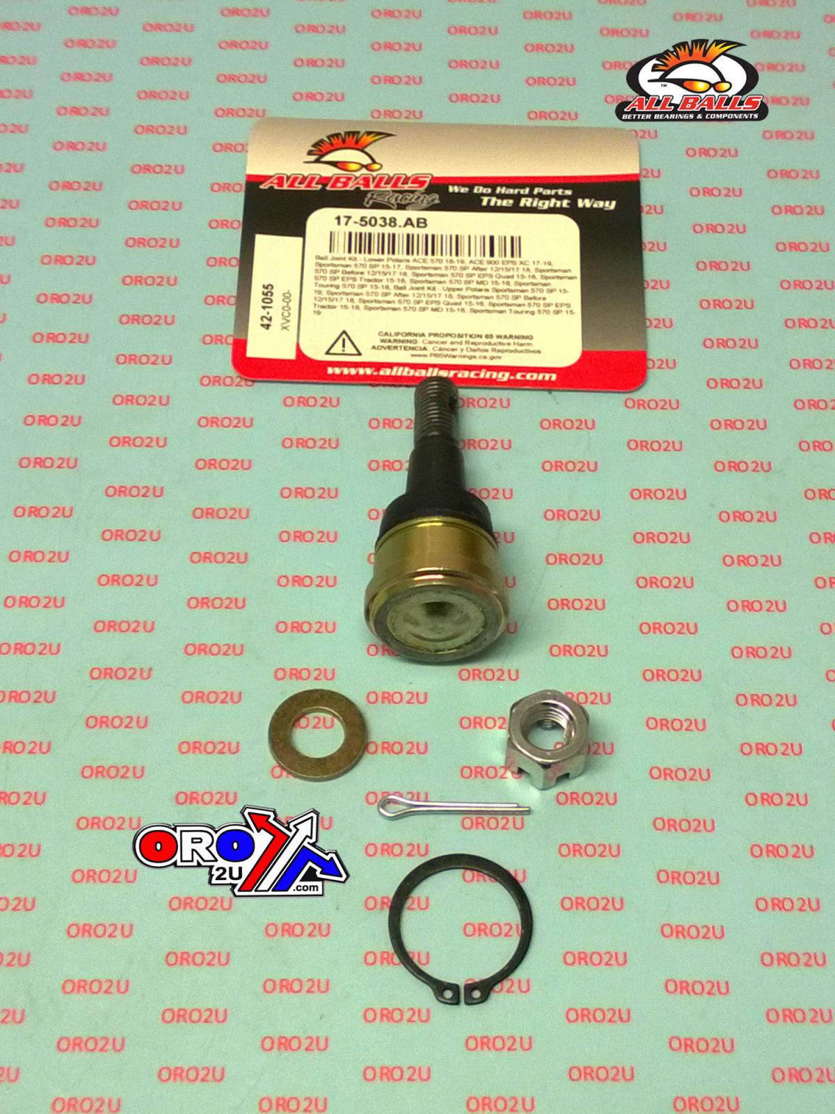 BALL JOINT KIT UPPER LOWER 15-20 POLARIS ACE SPORTSMAN TOURING 570 900 SP EPS XC ALLBALLS 42-1055 thumbnail 2
