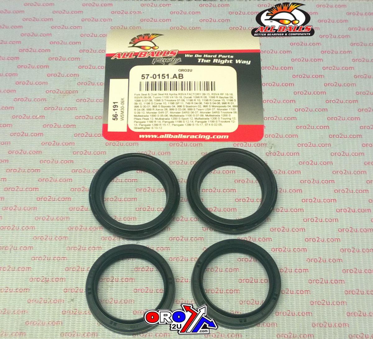 SEAL WIPER SET ALLBALLS, ALLBALLS 56-191 FORK SEAL KIT thumbnail 2