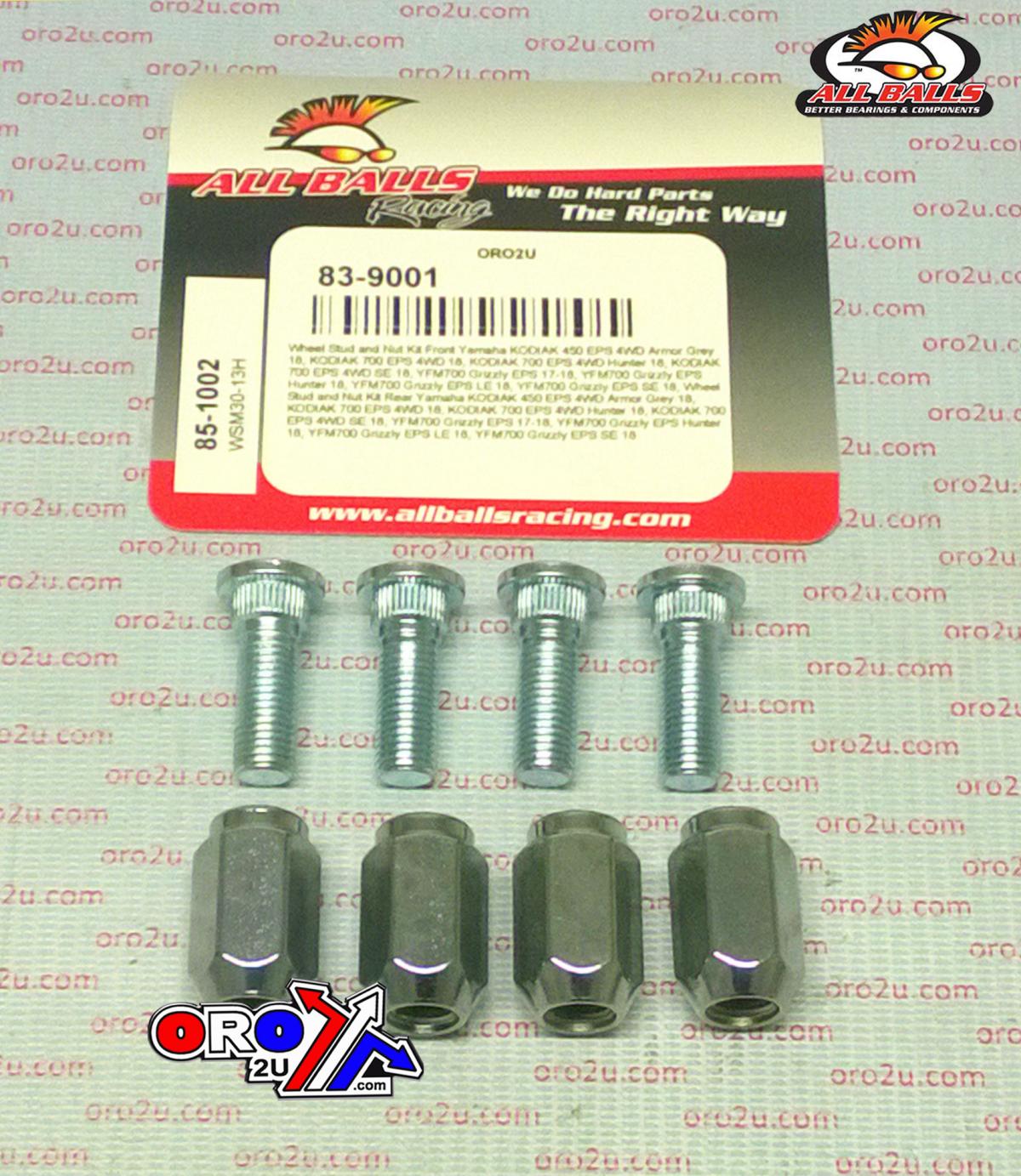 WHEEL STUD NUT KIT 17-20 YAMAHA KODIAK 450 700 YFM700 GRIZZLY EPS 4WD ALLBALLS 85-1002 thumbnail 2