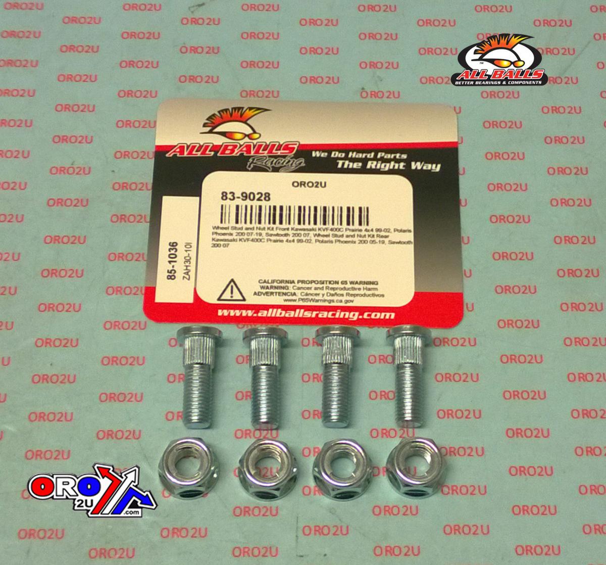 Wheel Stud and Nut Kit, ALLBALLS 85-1036 thumbnail 2