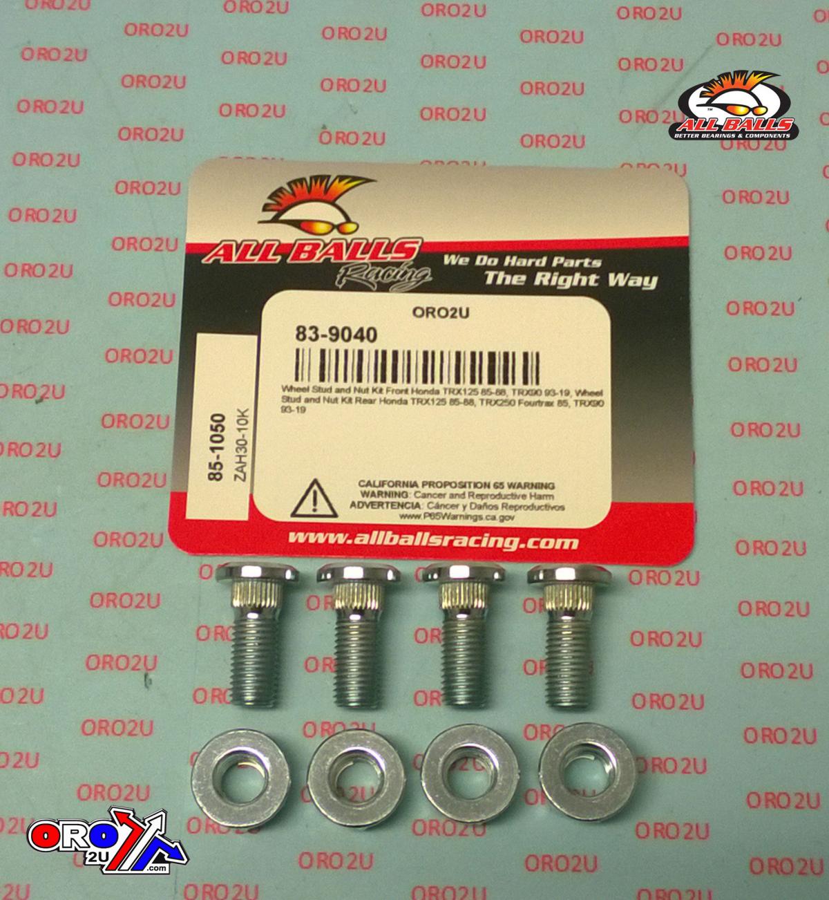 Wheel Stud and Nut Kit, ALLBALLS 85-1050 thumbnail 2
