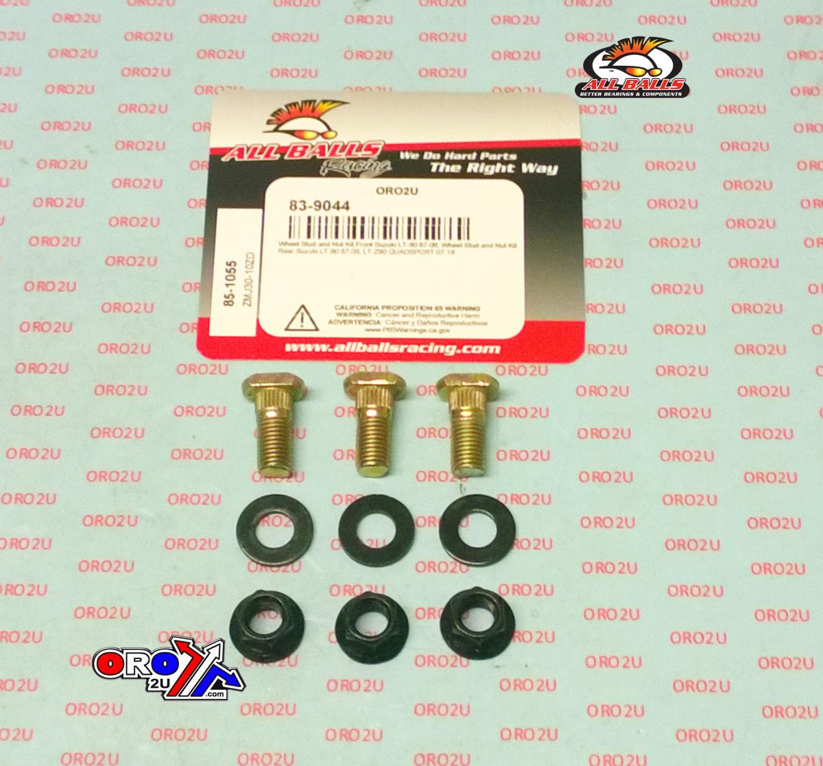 Wheel Stud and Nut Kit SuzukiLT-80 87-06, LT-Z90 QUADSPORT 07-17, ALLBALLS 85-1055 thumbnail 2