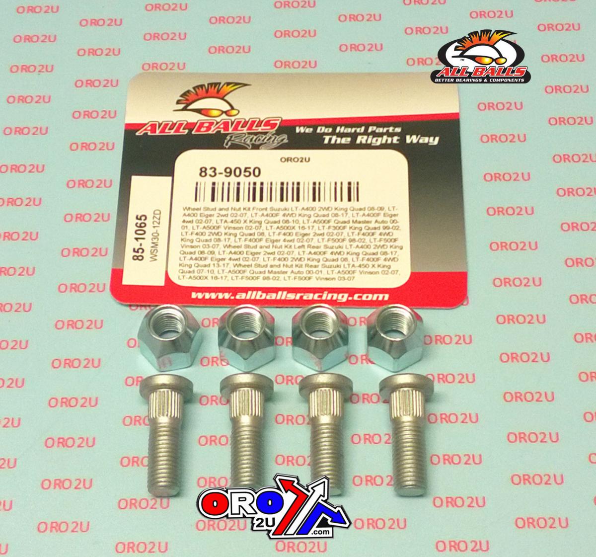 Wheel Stud and Nut Kit SuzukiLT-A400 2WD King Quad 08-09 LT-A400 Eiger 2wd 02-07, ALLBALLS 85-1065 thumbnail 2