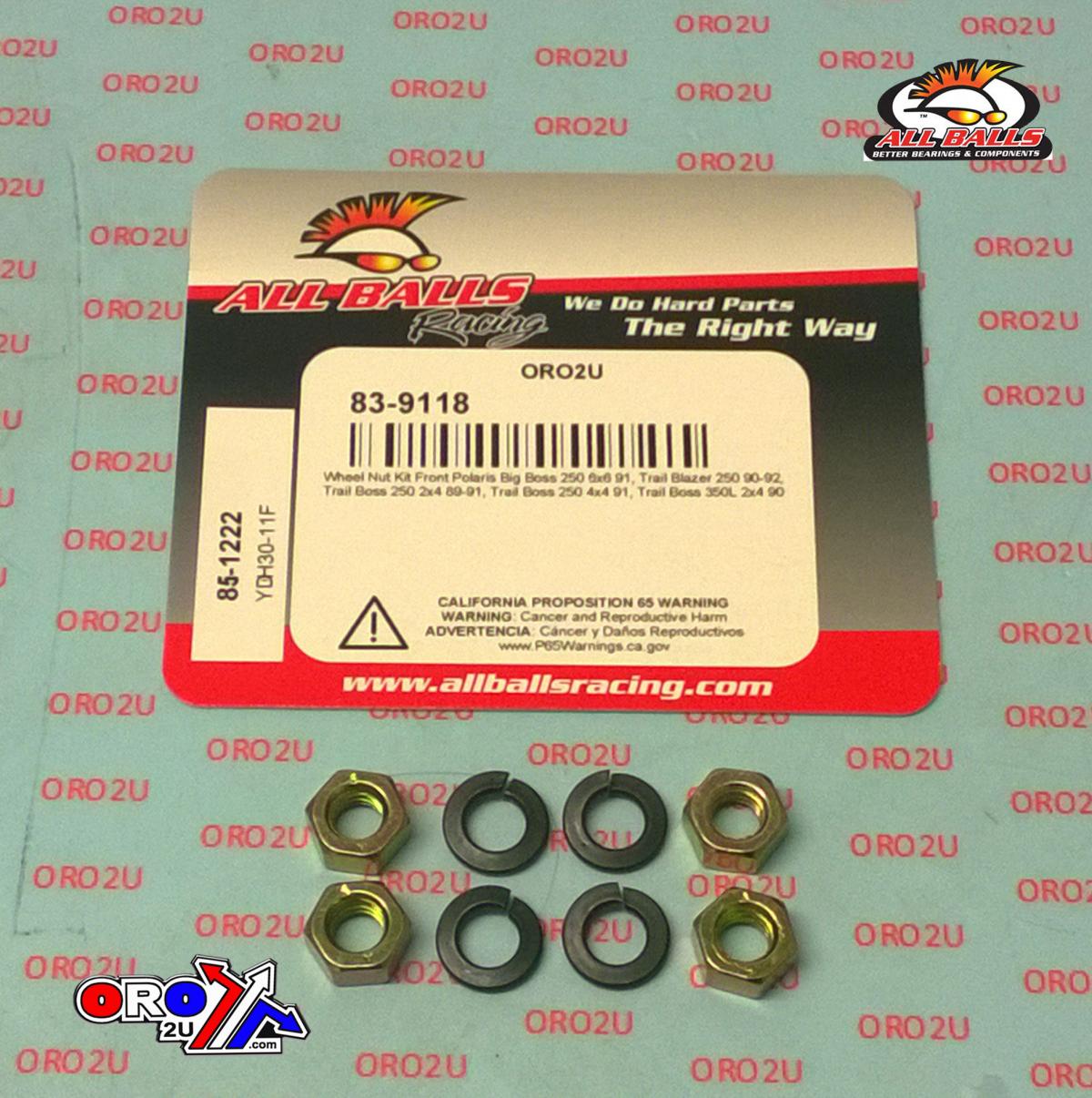 WHEEL NUT WASHER KIT 89-92 POLARIS BIG BOSS TRAIL BLAZER BOSS 250 350L ALLBALLS 85-1222 7542301 thumbnail 2
