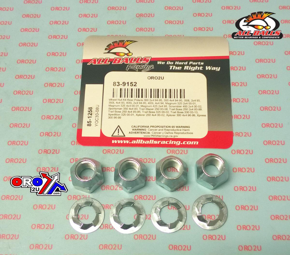 REAR WHEEL NUT KIT 85-13 POLARIS MAGNUM SCRAMBLER TRAIL BLAZER BOSS ALLBALLS 85-1258 7542714 thumbnail 2