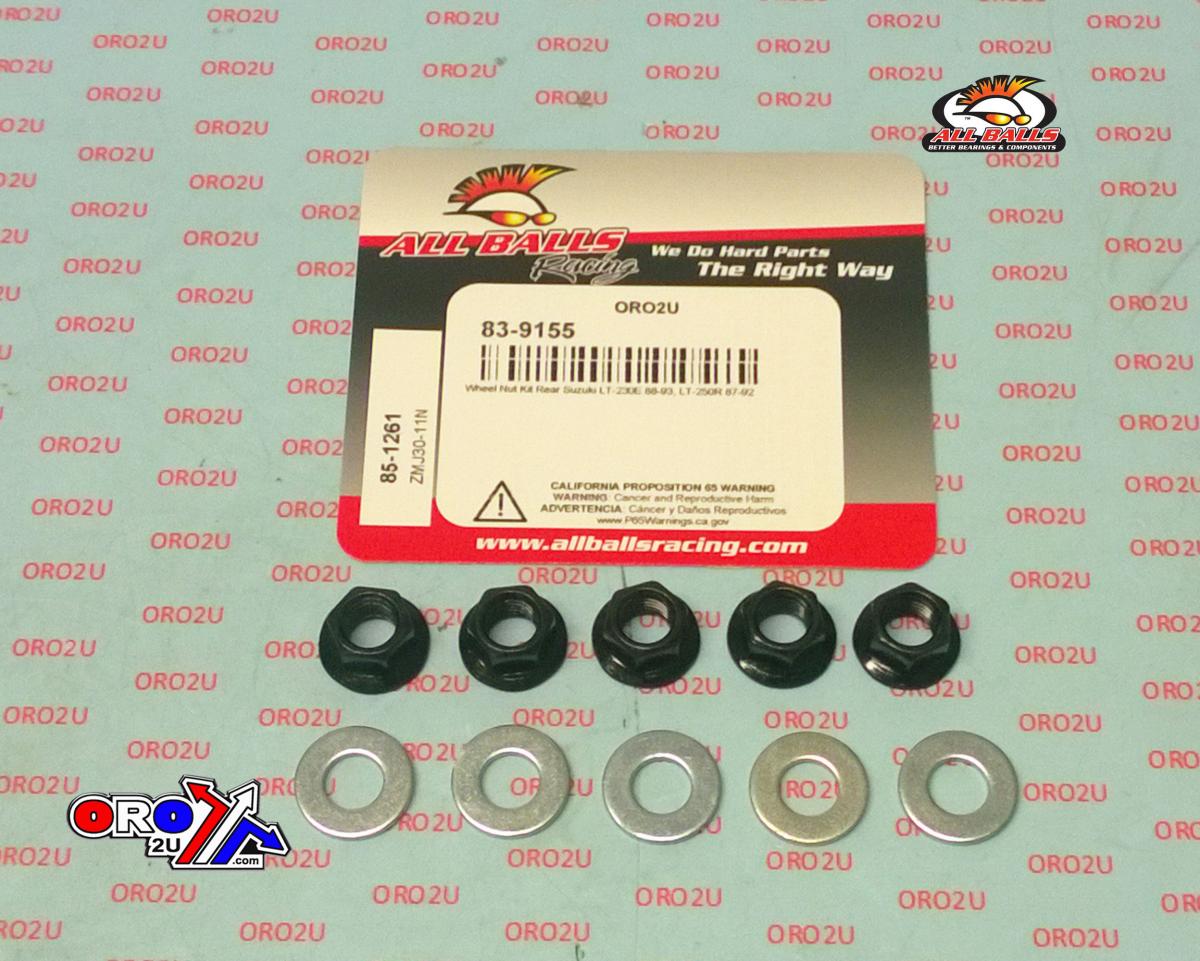 WHEEL NUT & WASHER KIT PACK-5, ALLBALLS 85-1261, 08316-16086 08316-10087, 08316-16088, 09159-08019, Suzuki LT-230E 88-93, LT-250R 87-92 thumbnail 2