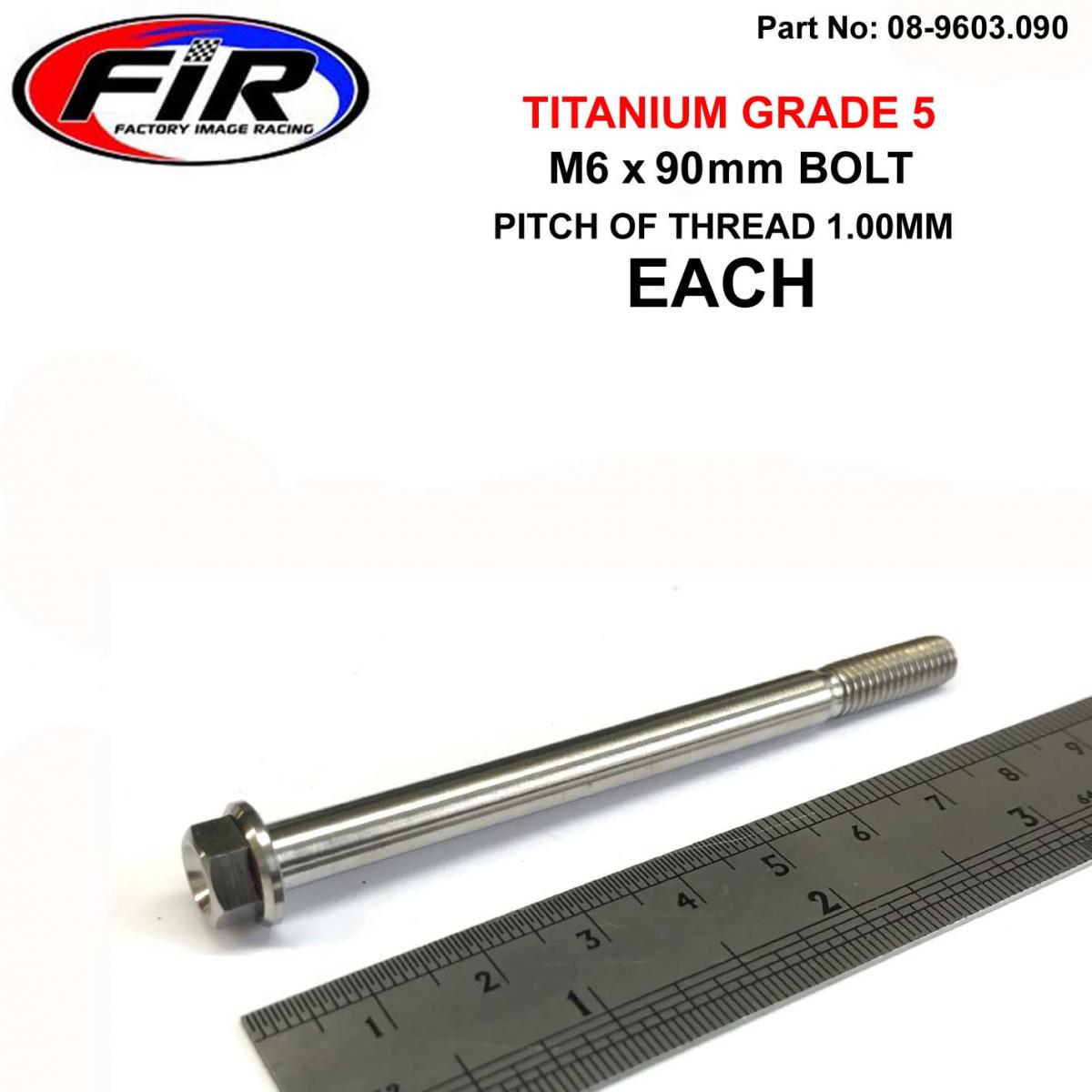 TITANIUM GR5 BOLT M6 x 90mm EACH, FLANGE OD: 11mm / HEX SIZE: 8mm, /
