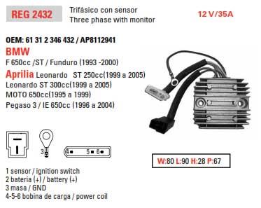REGULATOR BMW F650ST, APRILIA SCOOTER, 61 31 2 346 432 and AP8112941, RECTIFIER thumbnail 4