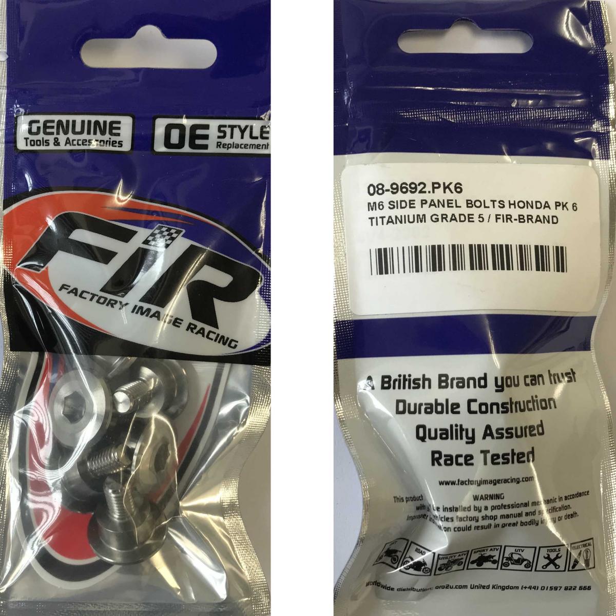 M6 SIDE PANEL BOLTS HONDA PK 6, TITANIUM GRADE 5 / OEM REF: 90126-MKE-A00 thumbnail 3