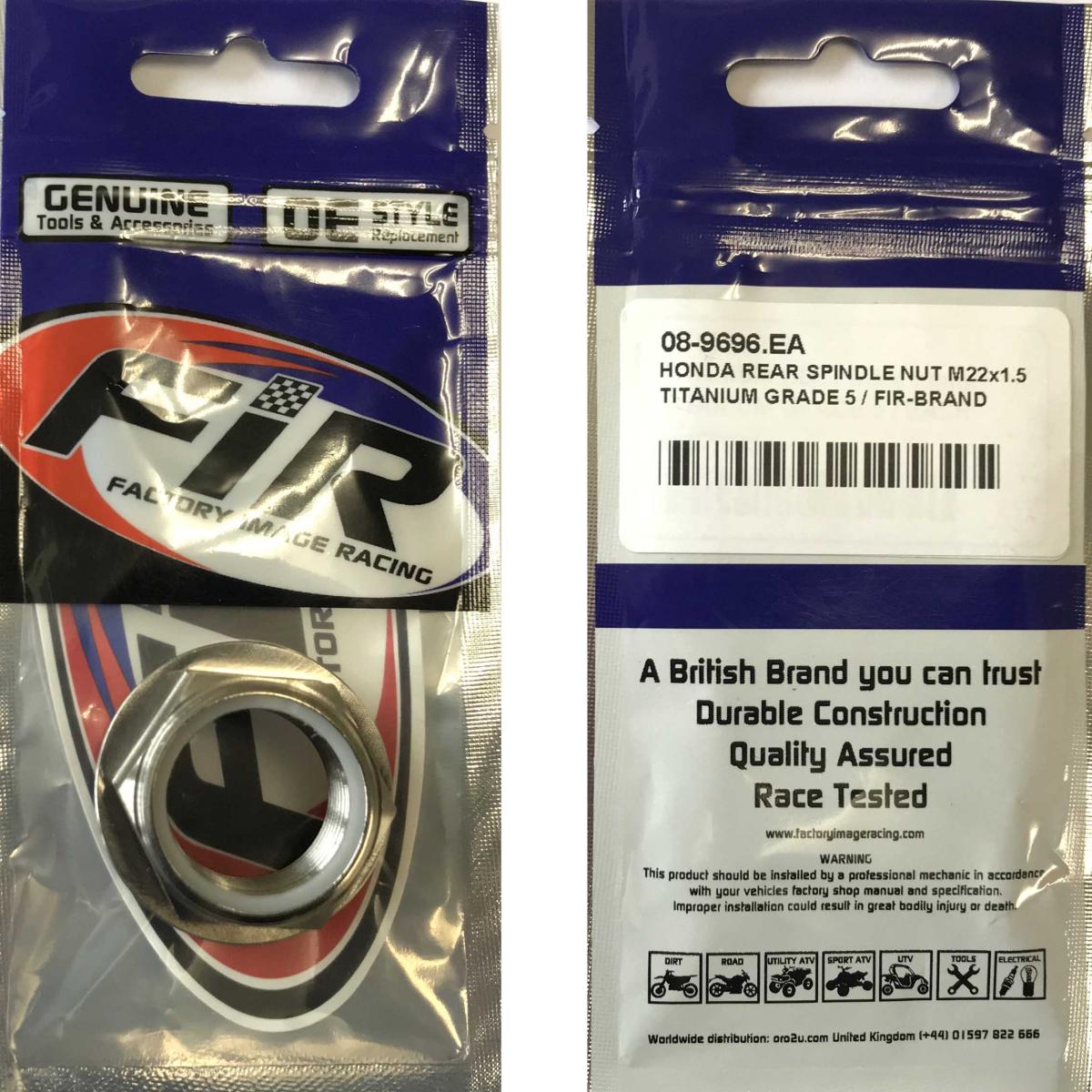 HONDA REAR SPINDLE NUT M22x1.5, TITANIUM GRADE 5 / OEM REF: 90305-KZ4-J20 thumbnail 3