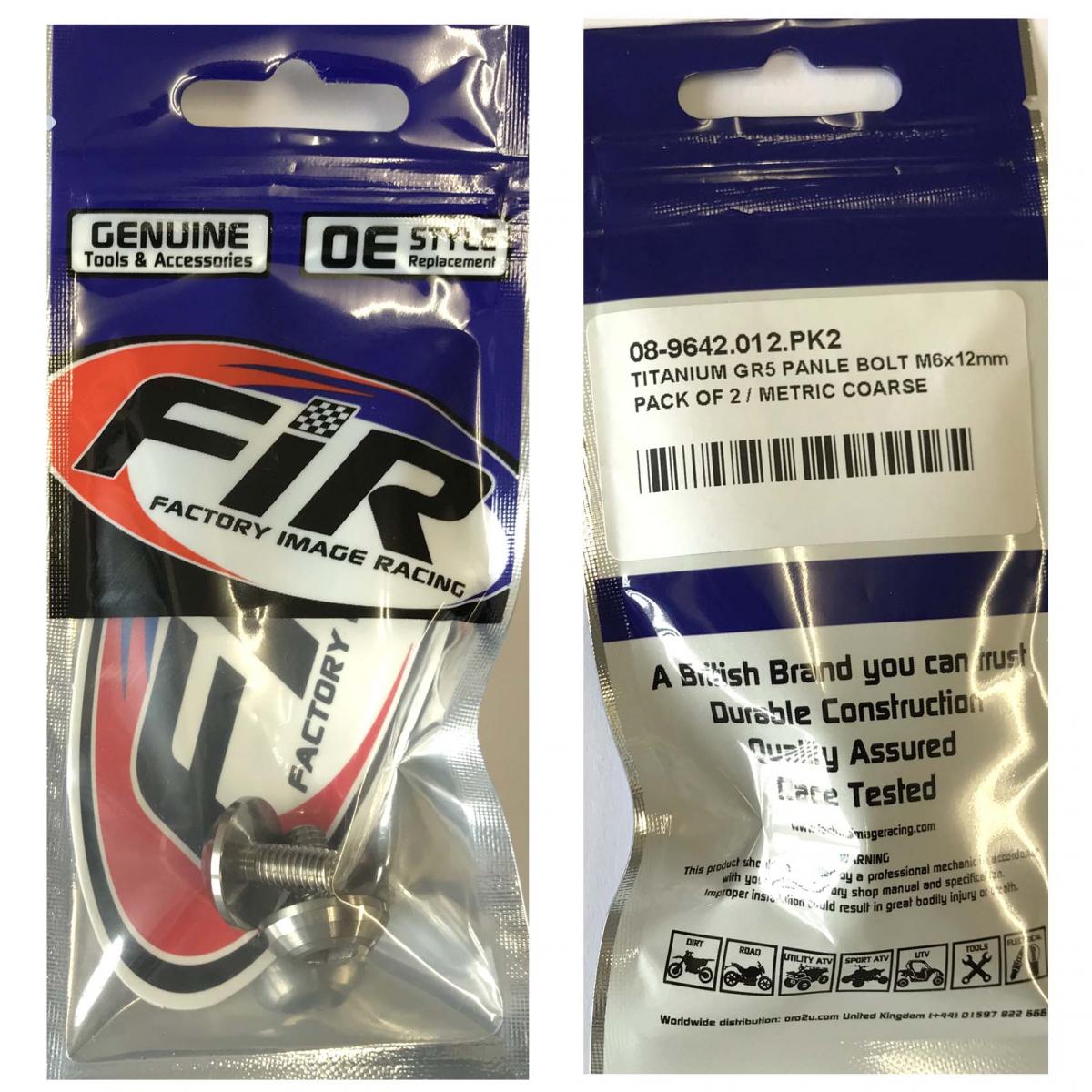 TITANIUM GR5 PANEL BOLT M6X12mm, PACK OF 2 / METRIC COARSE thumbnail 2