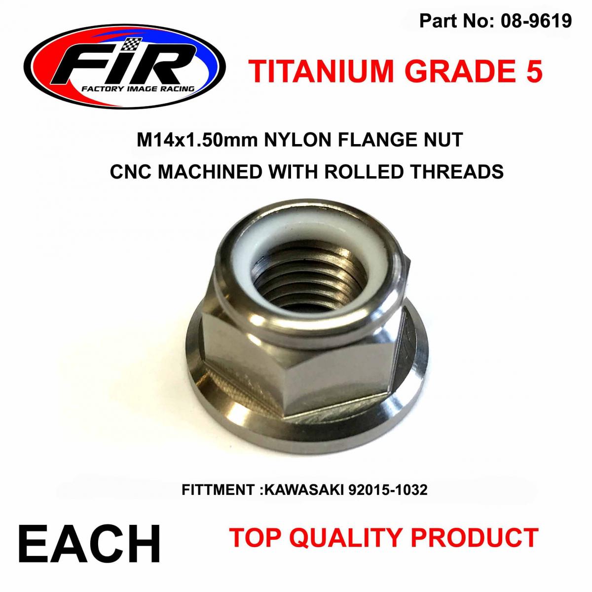 TITANIUM GR5 M14X1.50mm NUT, NYLON FLANGE NUT / EACH image 1