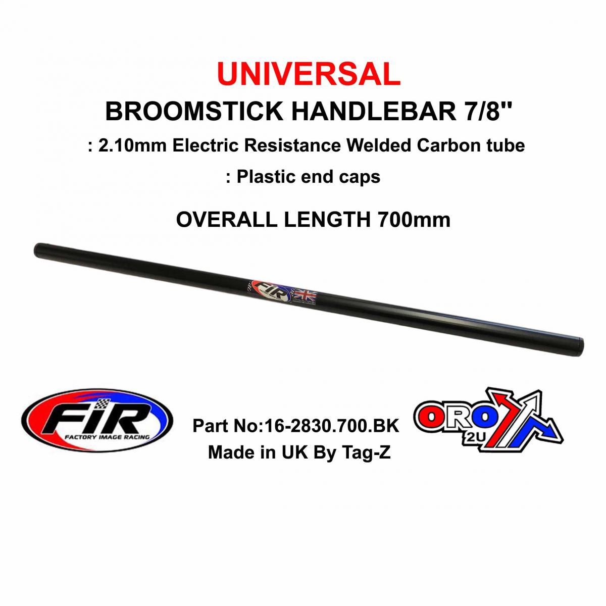BROOMSTICK HANDLEBAR 7/8'' 700mm, FITTMENT UNIVERSAL / MATT BLACK / EACH image 1