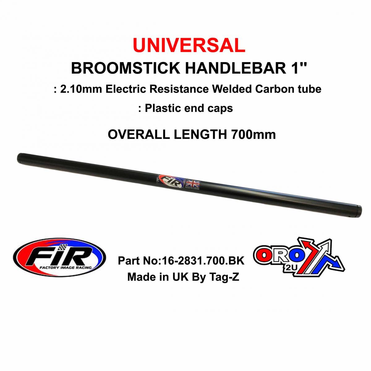 BROOMSTICK HANDLEBAR 1'' 700mm, FITTMENT UNIVERSAL / MATT BLACK / EACH image 1