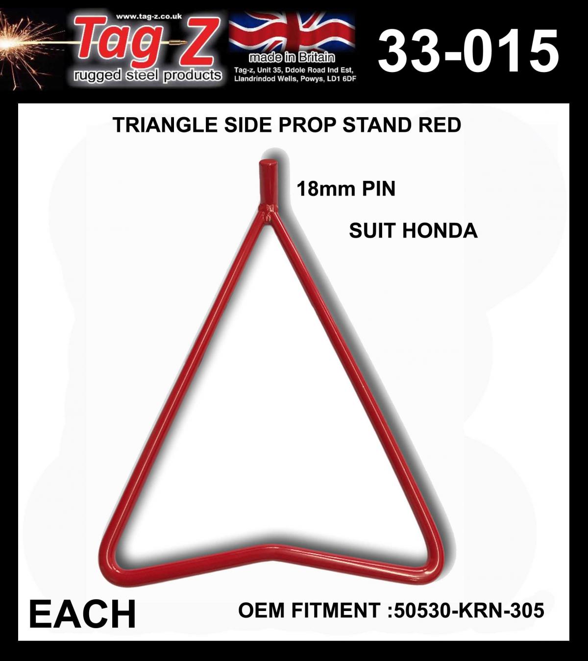 TRIANGLE SIDE PROP STAND RED, HONDA 50530-KRN-305 2002>2019 image 1