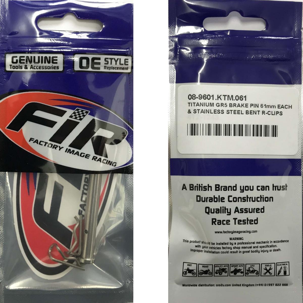 TITANIUM GR5 BRAKE PIN 61mm EACH, & STAINLESS STEEL BENT R-CLIPS thumbnail 3