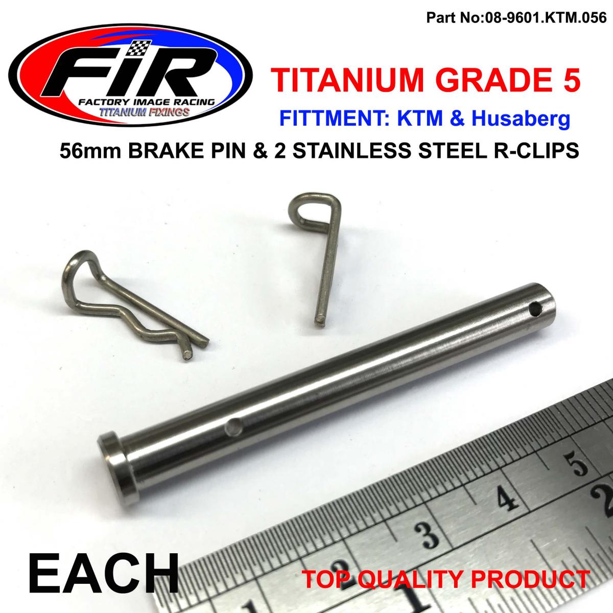 TITANIUM GR5 BRAKE PIN 56mm EACH, & STAINLESS STEEL BENT R-CLIPS thumbnail 2