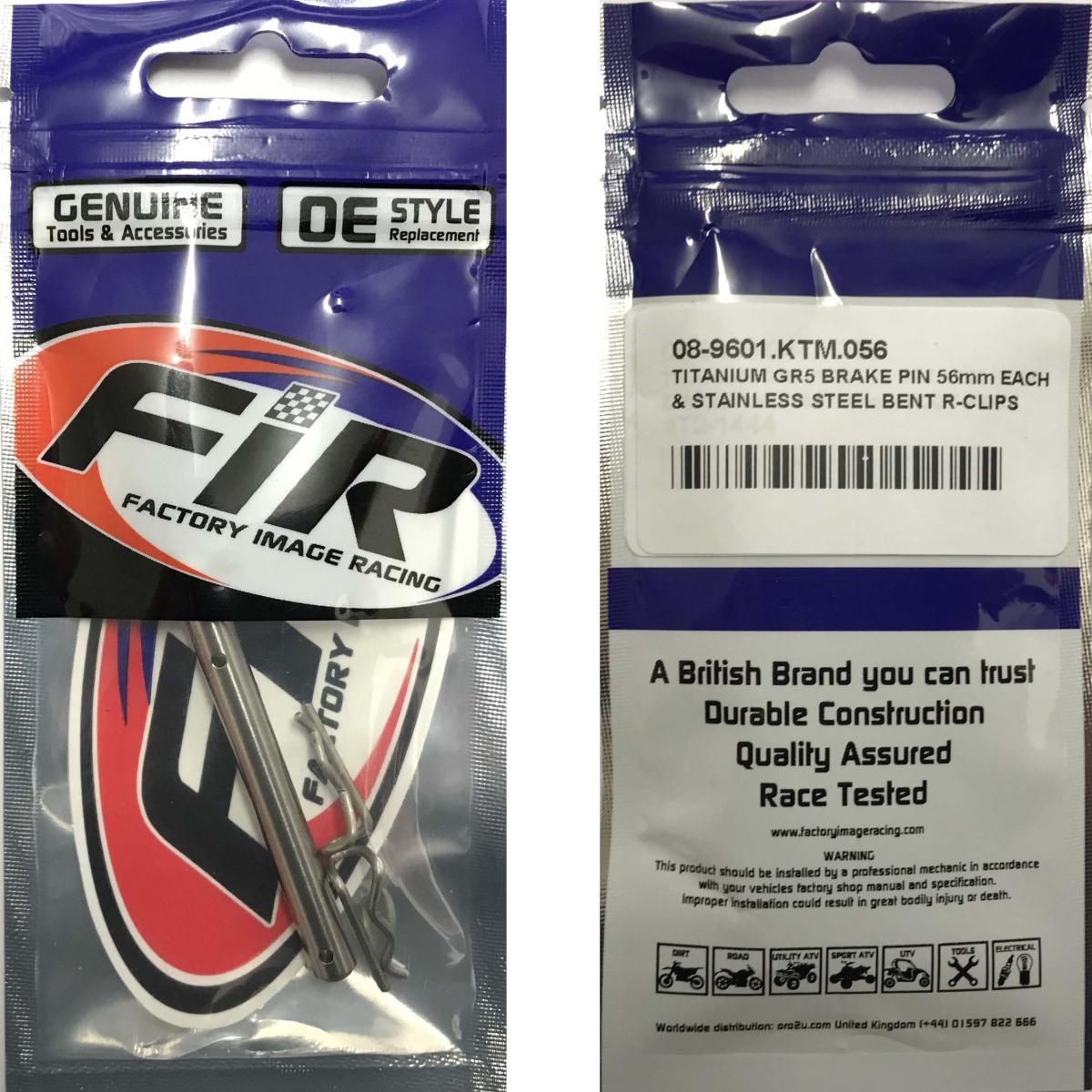 TITANIUM GR5 BRAKE PIN 56mm EACH, & STAINLESS STEEL BENT R-CLIPS thumbnail 3