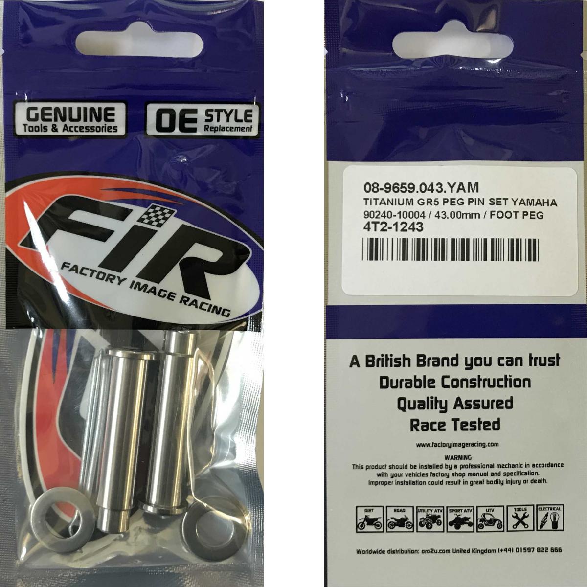 TITANIUM GR5 PEG PIN SET YAMAHA, 90240-10004 / 43.00mm / FOOT PEG thumbnail 4