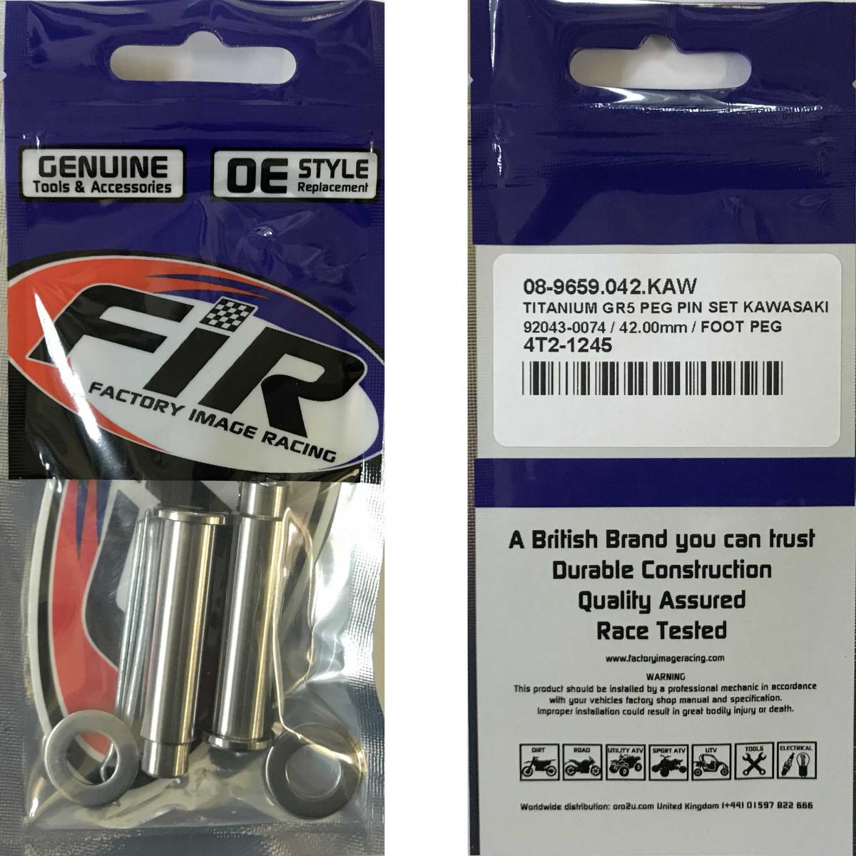 TITANIUM GR5 PEG PIN SET KAWASAKI, 92043-0074 / 42.00mm / FOOT PEG, / 9204-31372 thumbnail 4
