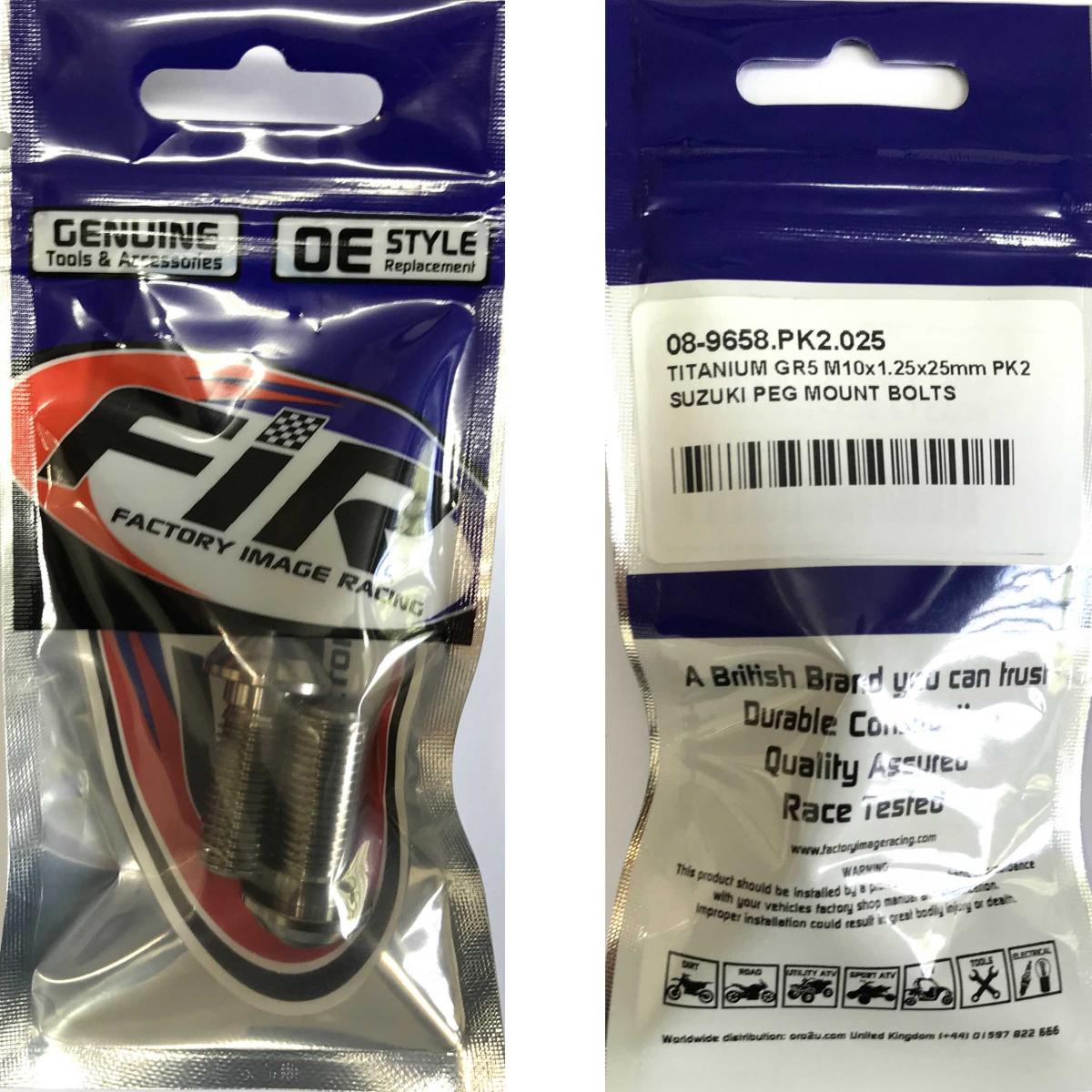 TITANIUM GR5 M10x1.25x25mm PK2, SUZUKI PEG MOUNT BOLTS, / 0910310415 09103-10415 thumbnail 3