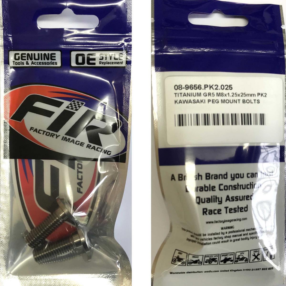 TITANIUM GR5 M8x1.25x25mm PK2, KAWASAKI PEG MOUNT BOLTS, / 92154-0515 thumbnail 2